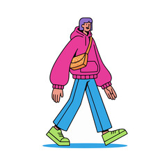 Walking Woman Vibrant Illustration of a Person Strolling