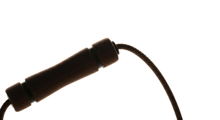 A close up of a dark wooden handle and rope against a bright white background in a studio setting ai generated