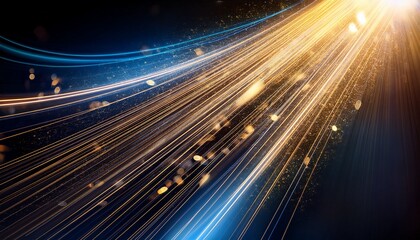 Abstract Light Streaks And Sparkling Particles On A Dark Background