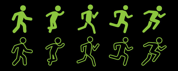 vector silhouettes of running people
