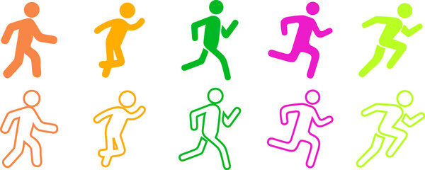 Silhouettes of people running in a vector illustration
