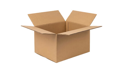 A simple cardboard box with flaps open, ready for storage or shipping.