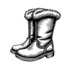 Winter boots with fur lining and thick soles for cold weather wear Concept of Christmas clothing and cozy outdoor outfit - warmth - seasonal wear