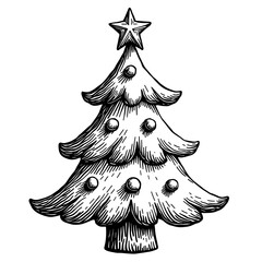 Decorated Christmas tree with ornaments and a star on top Concept of holiday celebration and traditional festive symbol - winter - joy