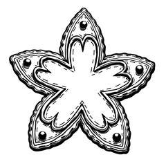 Star shaped gingerbread cookie with detailed icing decoration Concept of Christmas dessert and festive baking - treat - holiday symbol