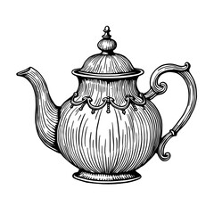 Traditional ornate teapot with round shape and elegant details Concept of winter tea and holiday comfort - vintage - festive drink