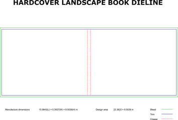 Hardcover Landscape Book Cover Dieline Template