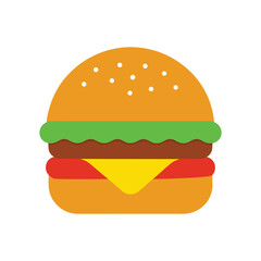 Cheeseburger simple flat design tasty fast food concept fresh meal graphic Vector illustration