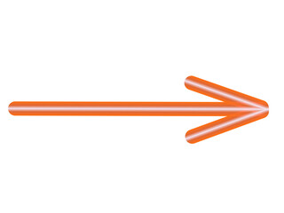 Stylized orange right-pointing arrow with glossy 3D appearance and white highlight
