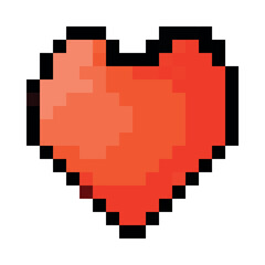 Heart love pixel art icons 16x16 pixels, use for game retro icon y2k style vintage computer, vector illustration