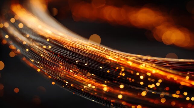 Illuminated Fiber Optic Cables: Abstract image of luminous fiber optic cables, conveying the essence of high-speed data transmission and technological advancement.