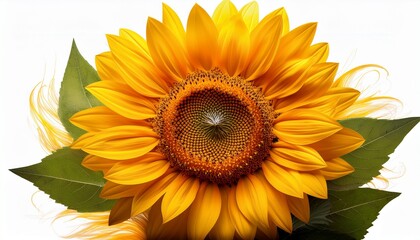 Fototapeta premium Yellow Sunflower Isolated On Transparent Background Sunflower Bloom Isolated On Transparent Background
