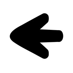 A stylized black arrow pointing towards the left with rounded edges