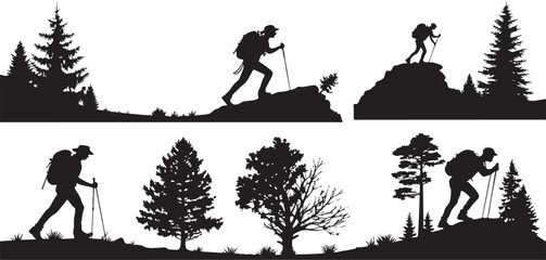 Collection of six distinct silhouette illustrations
