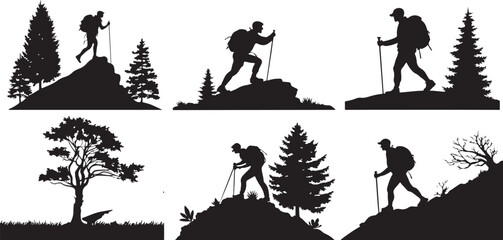 Collection of six distinct silhouette illustrations