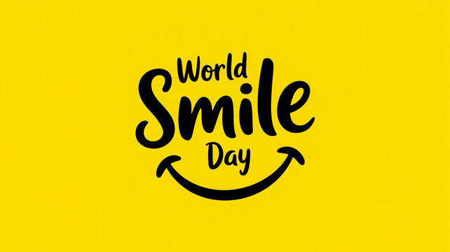 World smile day concept on vibrant yellow background illustration. - Powered by Adobe