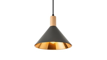 Modern grey and gold pendant lamp, isolated on white