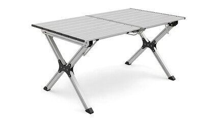 Portable folding camping table isolated on white background