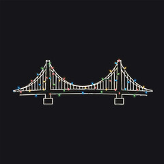 Iconic suspension bridge vector art