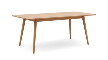 Modern wooden dining table isolated on white background