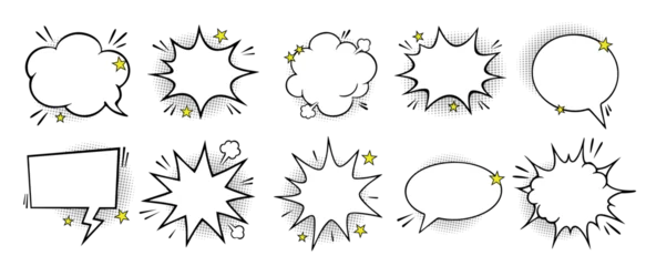 Fotobehang Pop Art Comic Speech Bubble Vector Set, Pop Art Explosion and Chat Balloon Collection  © Lisa