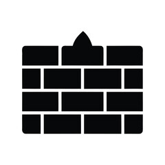 Monochrome depiction of a brick wall with a small decorative protrusion