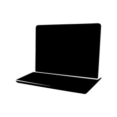 Sleek and modern laptop silhouette against white background emphasizing minimalist design aesthetic
