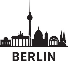 PrintBerlin skyline silhouette with famous landmarks