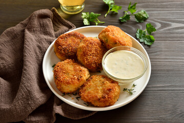 Fish cakes from mashed potato and minced fish