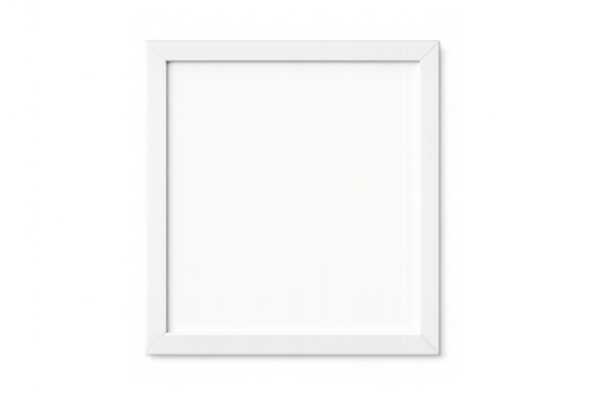 White picture frame with empty blank canvas for art or copy space, isolated on transparent background, for mockup