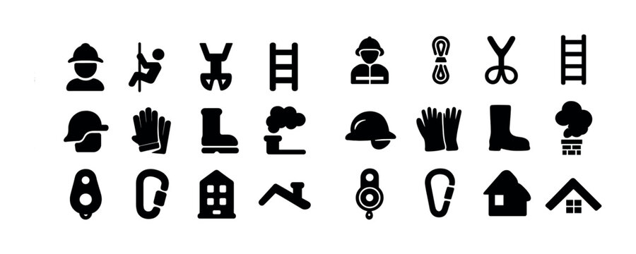 Construction and safety equipment icons collection