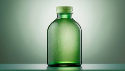 A Green Bottle With Frosted Glass And A Green Label