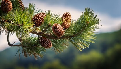 Pine Cones On A Branch