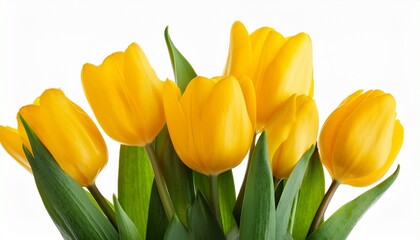 Natural Spring Flowers Yellow Tulips Isolated On Transparent Background