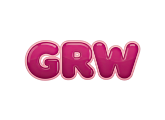 Glossy Pink 3D Text GRW With Outline Isolated On Transparent Background