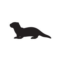 Otter silhouette icon vector flat design