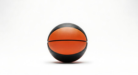 A basketball with black and orange colors sitting on a white surface in a studio setting view shot ai generated