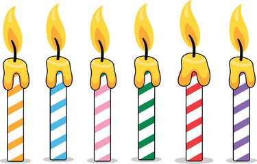 Colorful Striped Birthday Candles with Flames untitled