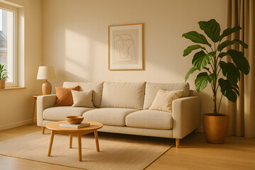 Scandinavian Interior Living Room with Cozy Minimalist Design