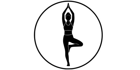 Gender Neutral Yoga Tree Pose Vector Icon