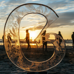 Sunset Silhouette Inside Glass Spiral Sculpture
