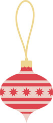 Striped bauble Christmas ornament illustration. Hanging ball with Flat design.