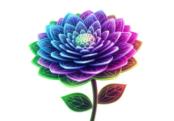 A vibrant rainbow dahlia isolated on transparent background, showcasing natures artistry