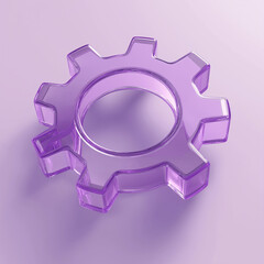 Purple Transparent 3D Gear Icon