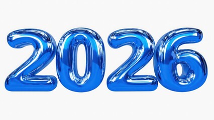 &ldquo;2026&rdquo; with glossy finish on a white background