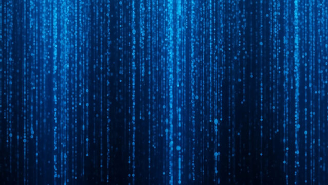 Elegant blue particle rain background with digital data stream effect for presentations - Powered by Adobe