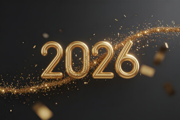 Shiny Gold 2026 Happy New Year Graphic