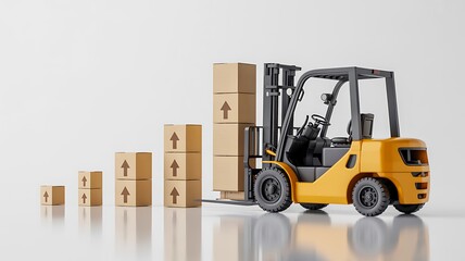 Forklift lifting stacked boxes showing warehouse growth and logistics progress
