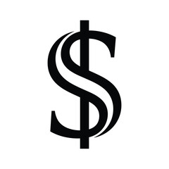 Black dollar sign symbol isolated on