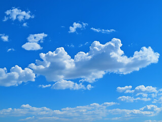 Hyper-Realistic Blue Sky with Bright White Clouds